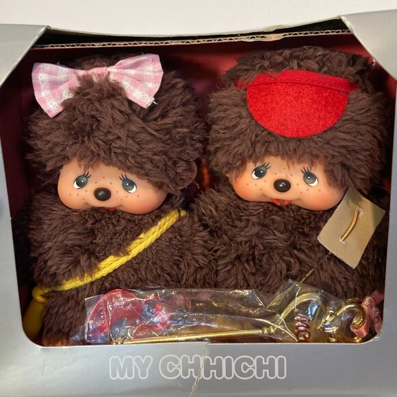 Mychhichi 35th Anniversary Monchhichi Doll Pair Plush Toy Sekiguchi Japan New - Picture 10 of 14